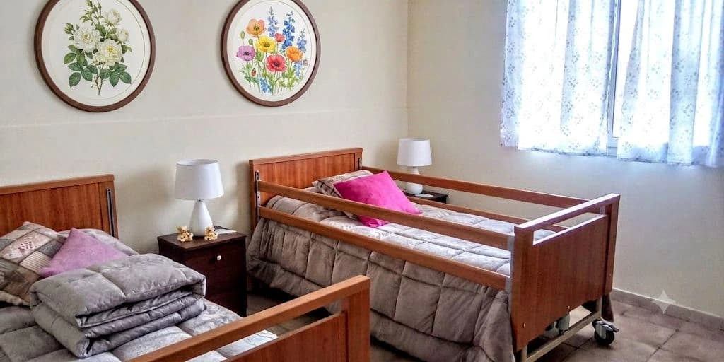 Una camera della Casa del Nonnino, con letti attrezzati e arredi accoglienti